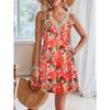 Women's Summer Beach Lace V Neck Tank Casual Print Sleeveless Short Dresses
