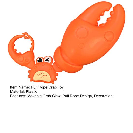 Kids Cartoon Crab Toy Pull Rope To Move Crab Claw No Battery Required Children Adults Animal Keychain Stress Relief Interactive Toy