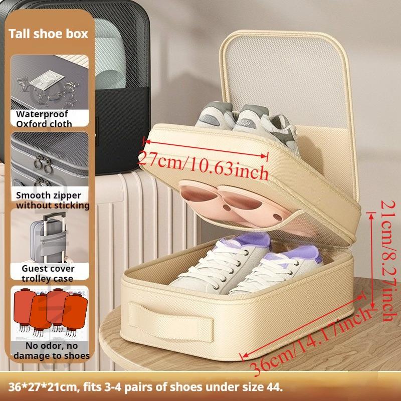 Travel Shoe Organizer Bag Portable 3 Layers Storage Pouch Luggage Accessory for Outdoor Trips Dustproof Space-Saving Shoe Bag