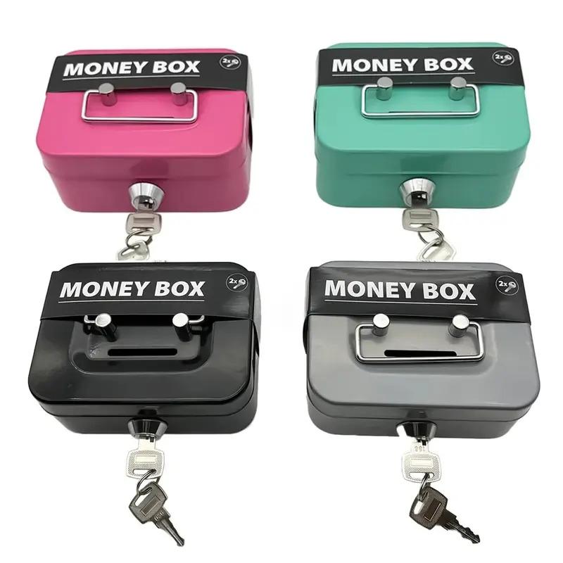 1PC Lockable Safe with Key - Portable Metal Safe, Creative Coin Organiser & Sturdy Storage Box for Kids