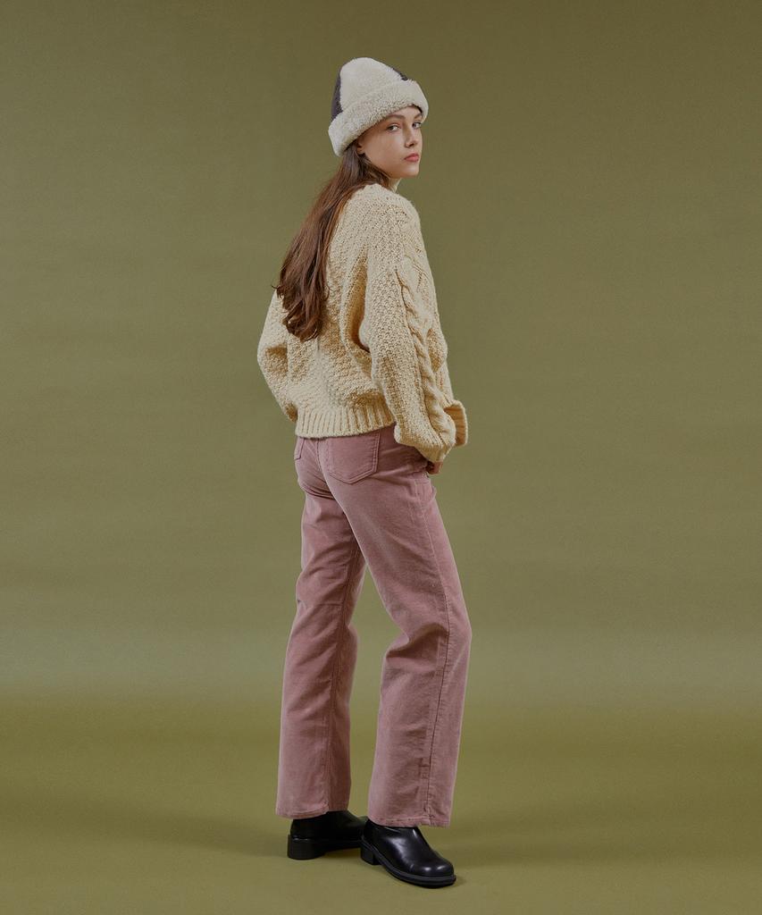 PINBLACK Pastel Corduroy Slim Bootcut Pants Pink