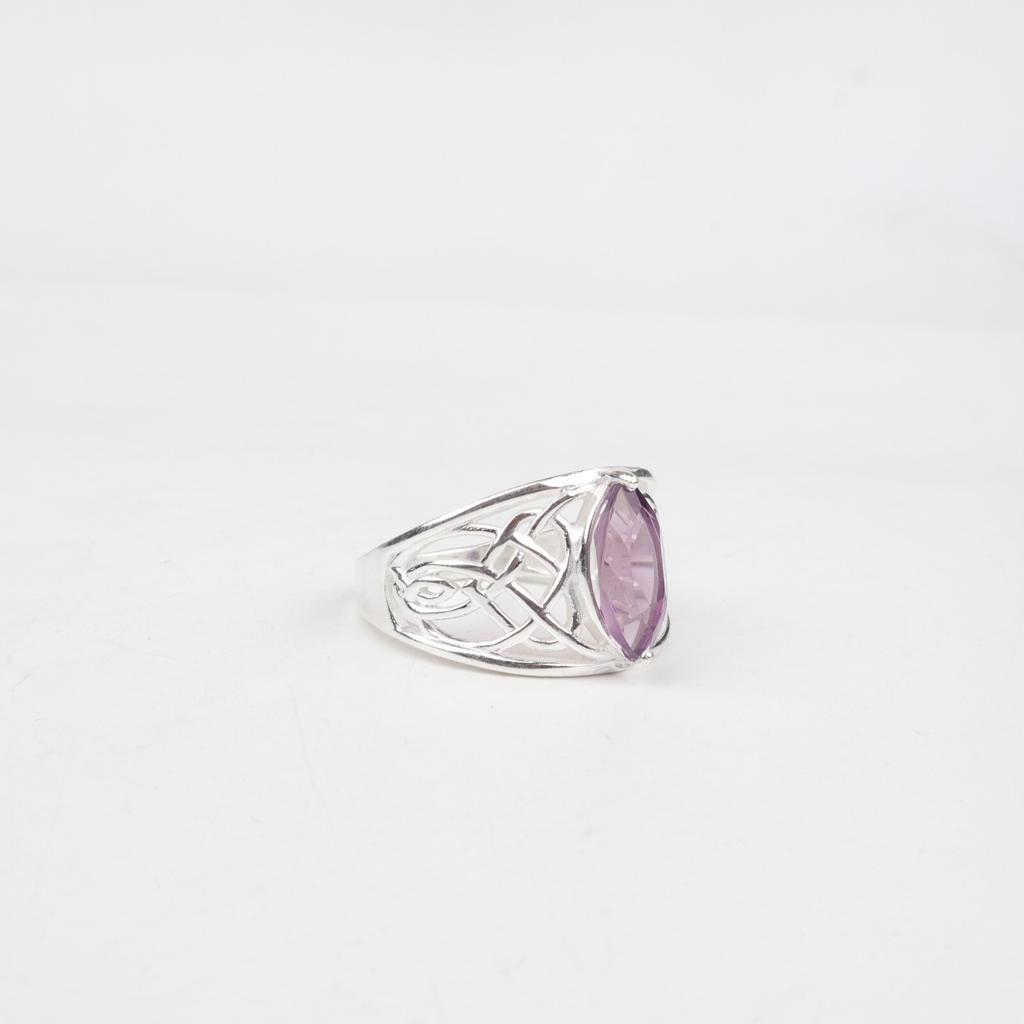 Natural Amethyst Gemstone 925 Sterling Silver Jewelry Promise Ring Gift For Wife CZR-3-6