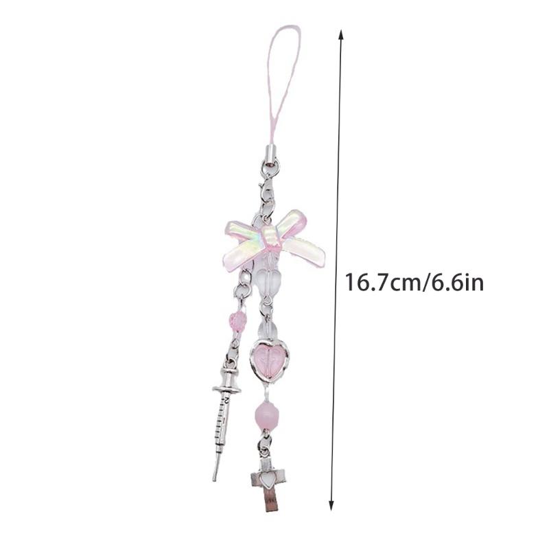 Bowknot Heart Cross Flower Phone Charm Straps Keys Hanging Pendants Bag Decor