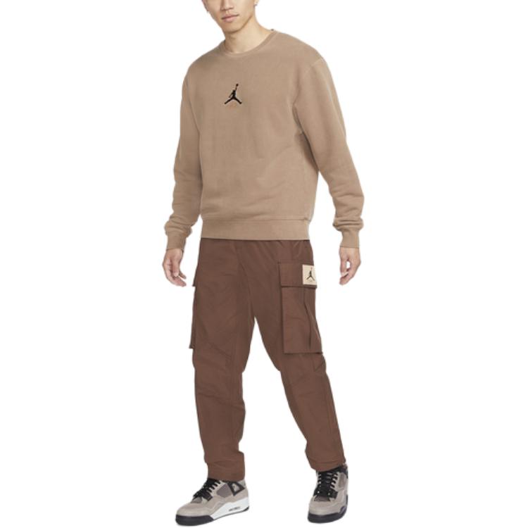 Jordan Embroidered Logo Sport Knit Pullover Crewneck Sweatshirt Men Tops Camel DO2308-256