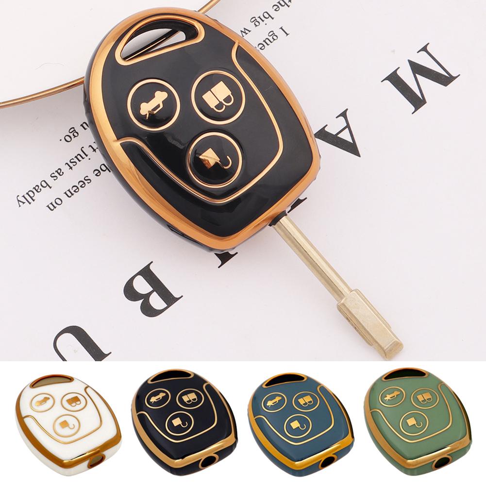 TPU autosleutelhouder voor Ford MONDEO FIESTA FOCUS C-MAX S-MAX TRANSIT KA GALAXY met 3 knoppen.