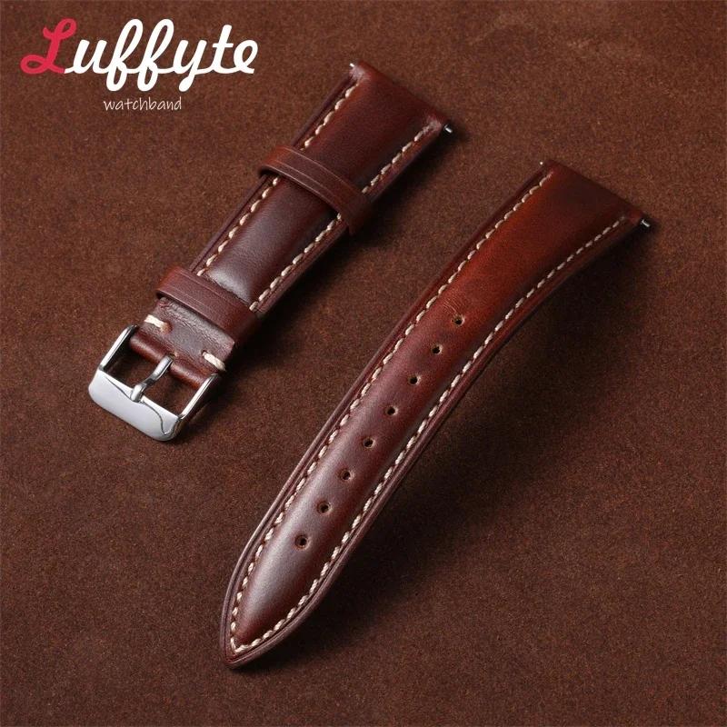 Vintage Retro Oil Wax Leather Watch Strap 18mm 19mm 20mm 21mm 22mm Men Women Fashion Watch Band Quick Release Wrist Strap