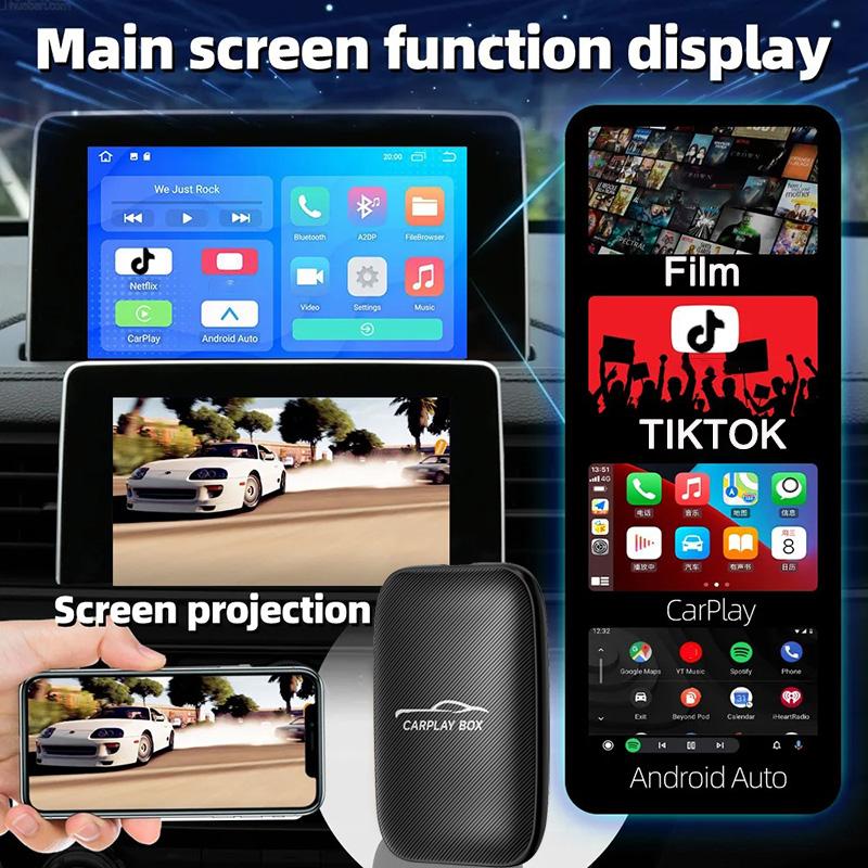 4 In 1 Carplay&Auto Wired To Wireless Android Auto Adapter Wired Android Auto Cars Smart Ai Box WiFi TF Card For Netflix Youtub