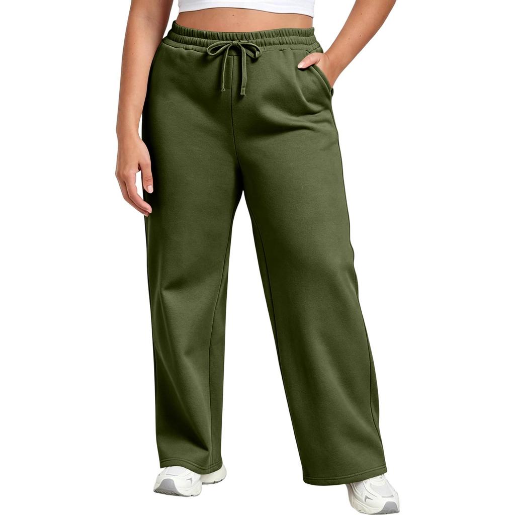 Unisex Size Sweatpants with Pockets Loose Straight Leg Casual Pants for Men and Women