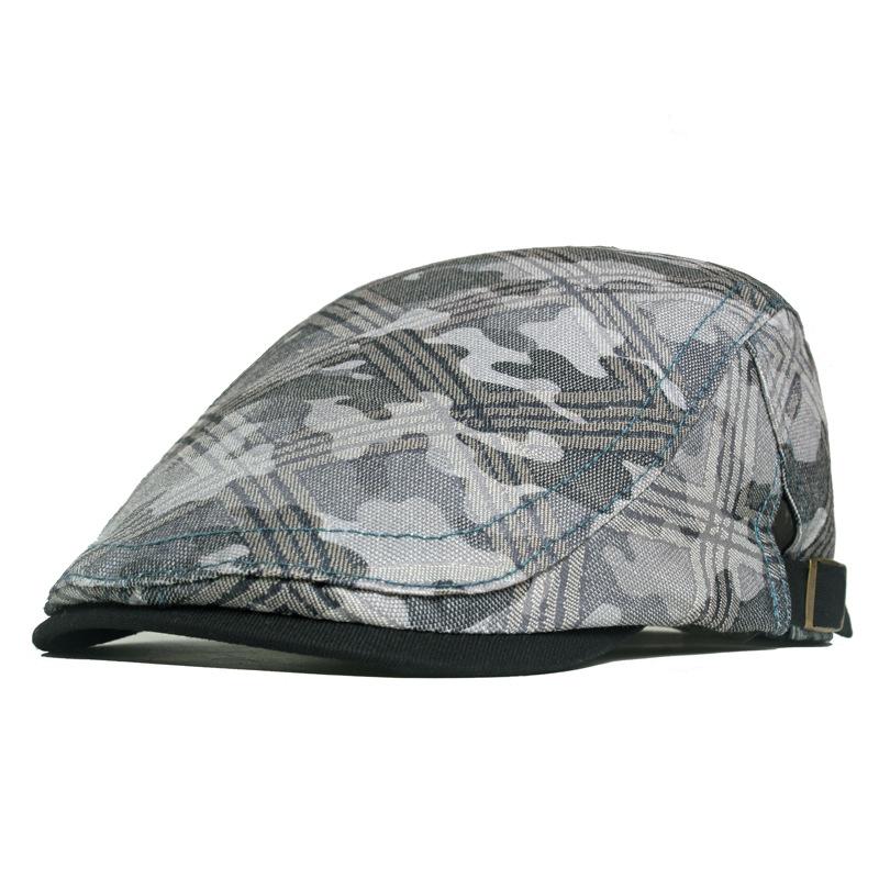 Men Women Scrawl Camouflage Duckbill Beret Cap Hollow Breathable Cotton Adjustable Cabbie Newsboy Driving Hunting Flat Hat