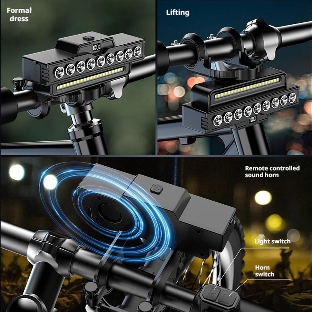 USB Rechargeable LED Bike Headlight High Lumens Front Lamp with Power Display Cycling Safety Light for Mountain Road Bicycle