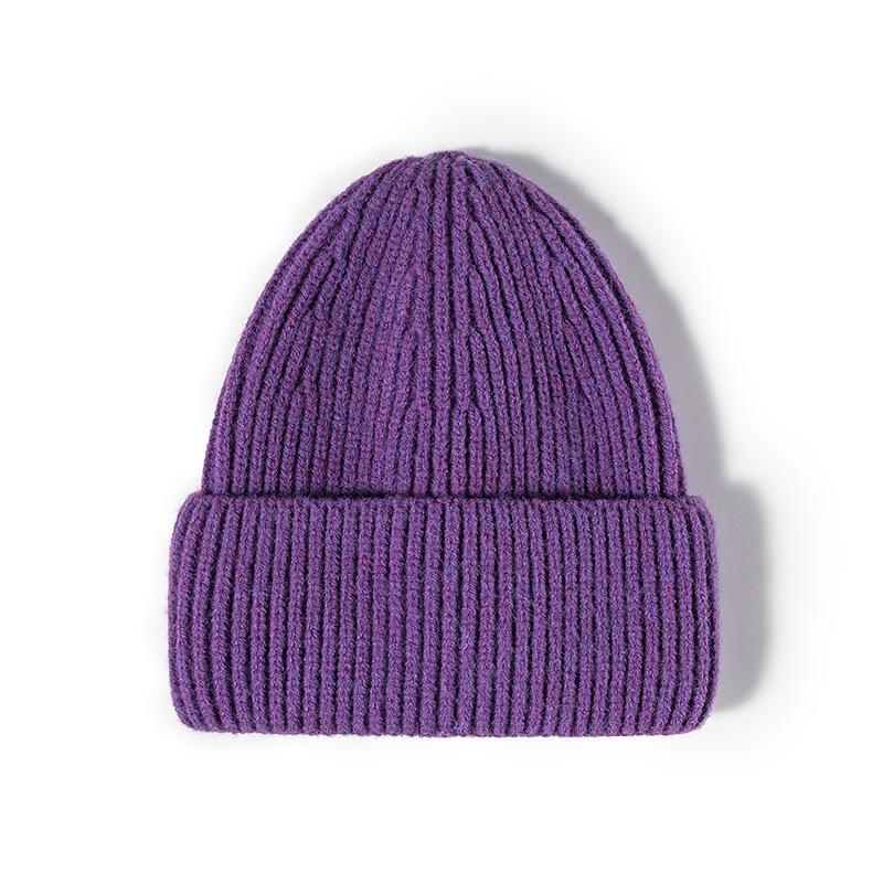 Warm hat Wool hat Fashion monochrome light board Cold hat Autumn and winter students Outdoor knitted hat Fashion