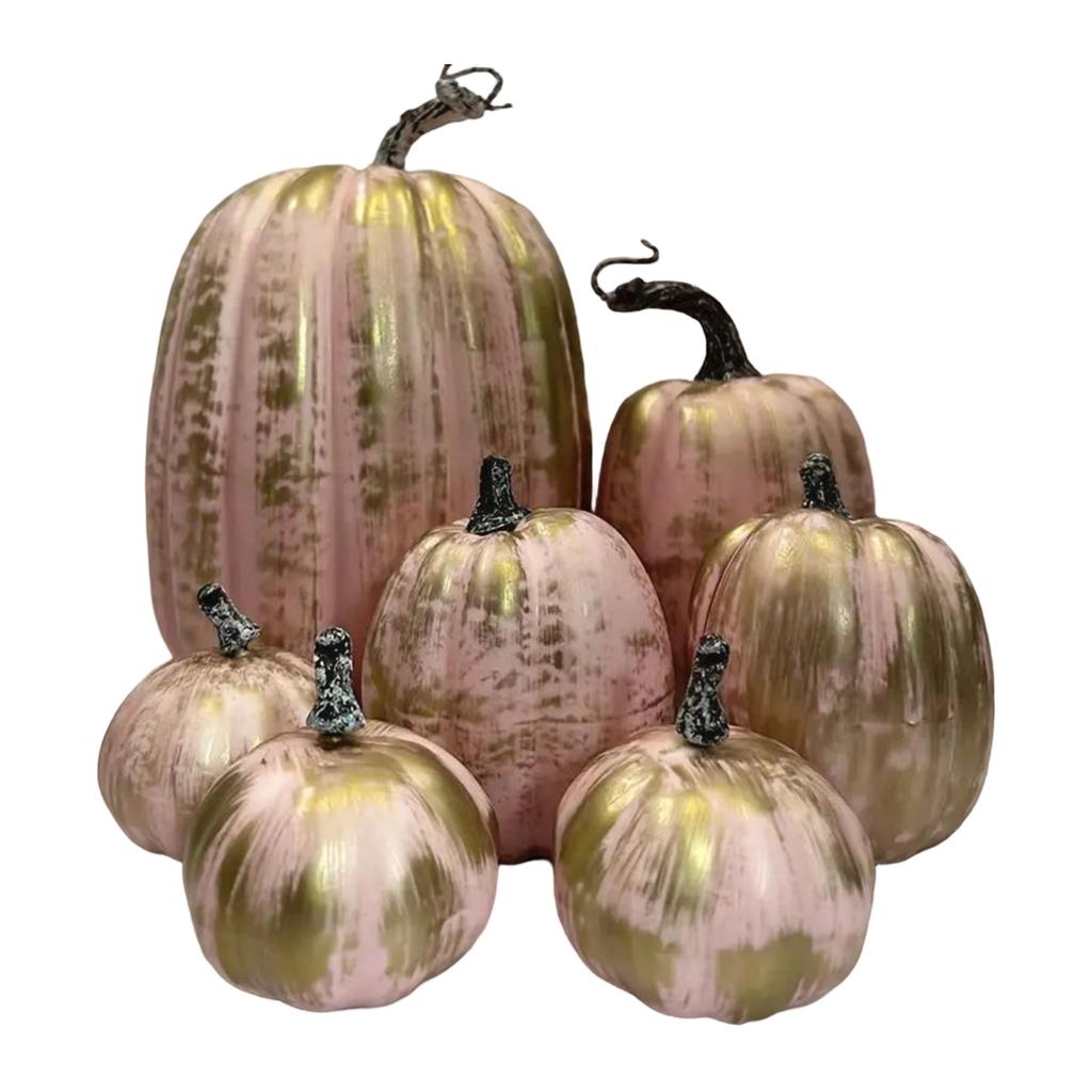 Künstliches Kürbis-Set für Halloween-Dekorationen - 7-teiliges rustikales Herbst-Thanksgiving-Mittelstück und Küche
