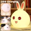 LED Rechargeable Night Light Cute Rabbit Colorful Light Clap Lamp Pat Lamp Night Feeding Baby Bedroom and Kid's Christmas Gift