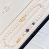 Autumn And Winter Natural Freshwater Pearl Beeswax Amethyst Lapis Lazuli Design Sense Necklace Collarbone Chain