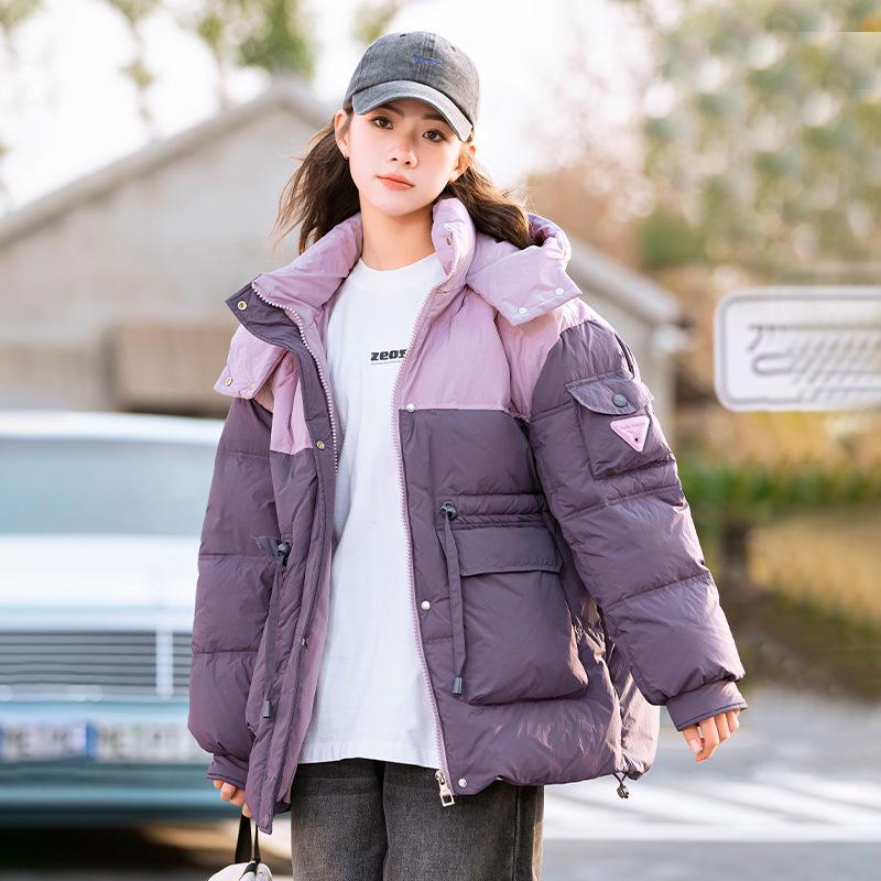 Girls' Hooded Down Jacket - 2023 Winter Coat for Teens, Warm & Thick, Suitable for 13-Year-Olds