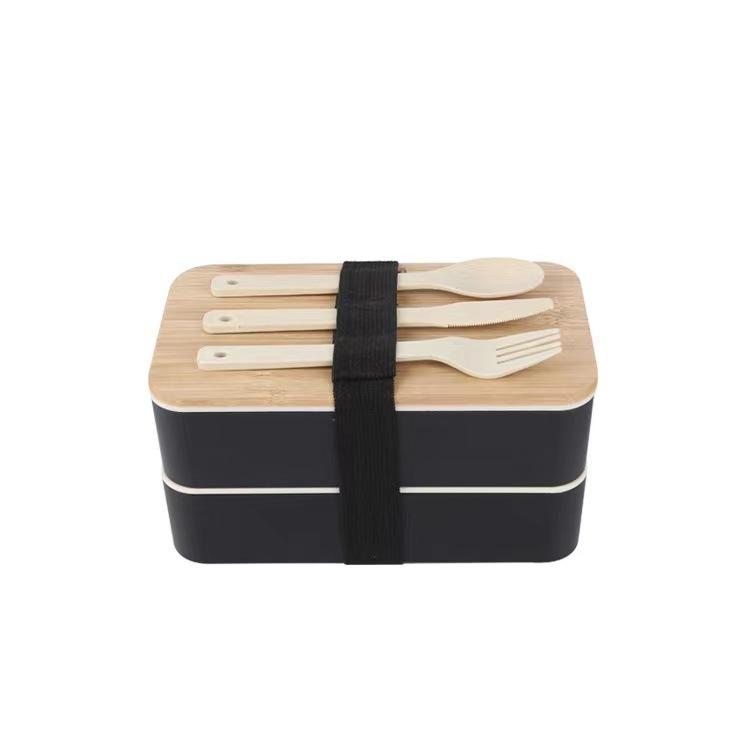 Portable Single/double Layer Lunch Box Japanese-style Bamboo Cover Bento Box Leak Proof Office Camping Fruit Lunch Bento Box
