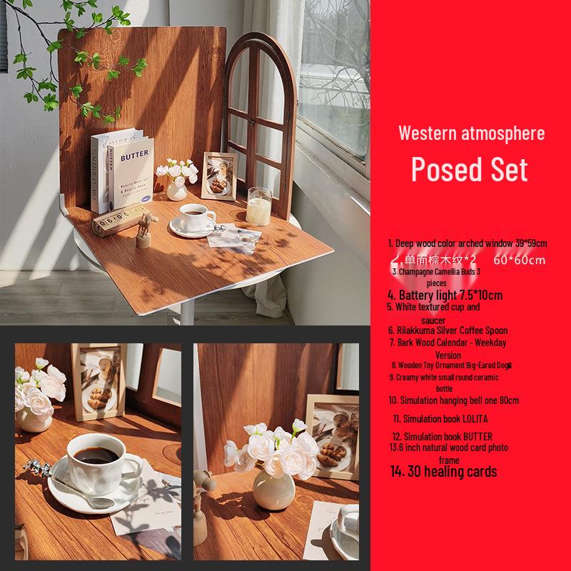 Retro Window Cake Baking Photography Background Board - Wood Grain Props for Studio Scenes