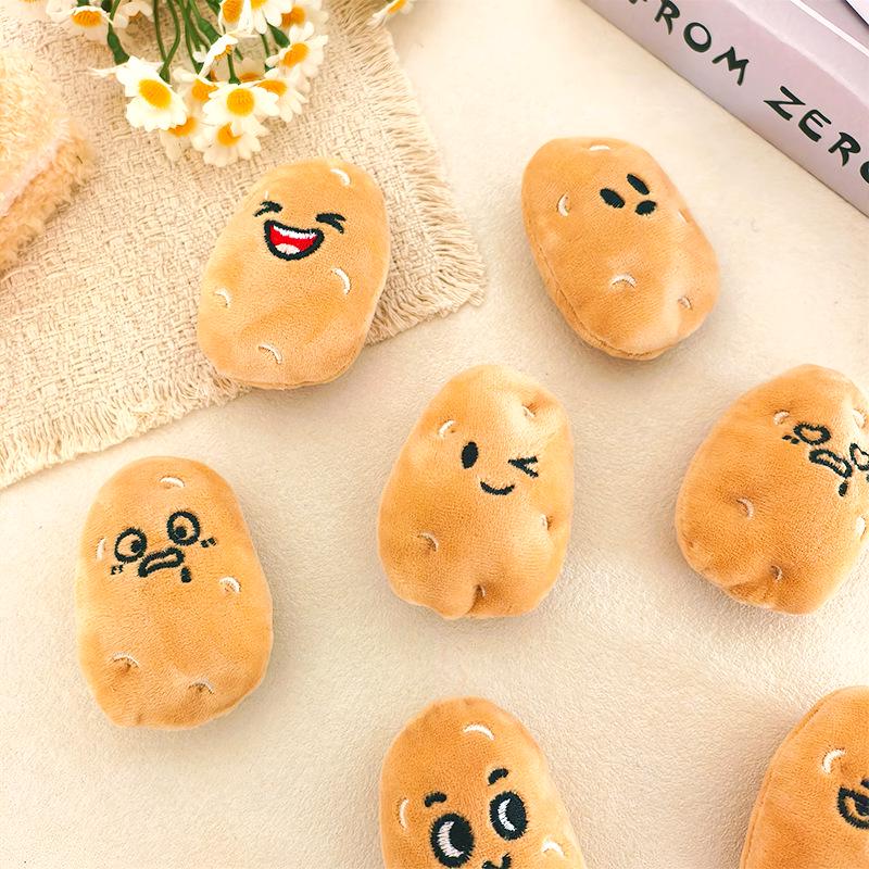 Cute Funny Potato Doll Brooch Keychain - Plush Bag Charm Pendant