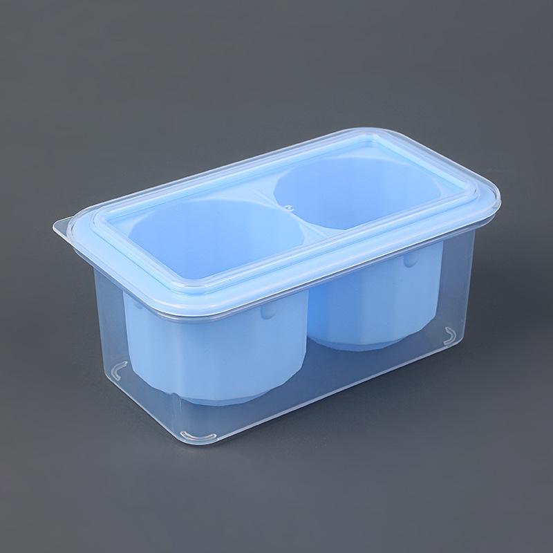 Large Round Ice Cube Tray With Lid, 2 Cavity Silicone Ice Mold, Household Big Ice Making Container Freezing Tool