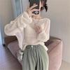 Sunscreen Knit Cardigan: Women's Backless Pearl Thin Long Sleeve Pullover for Summer & Early Autumn