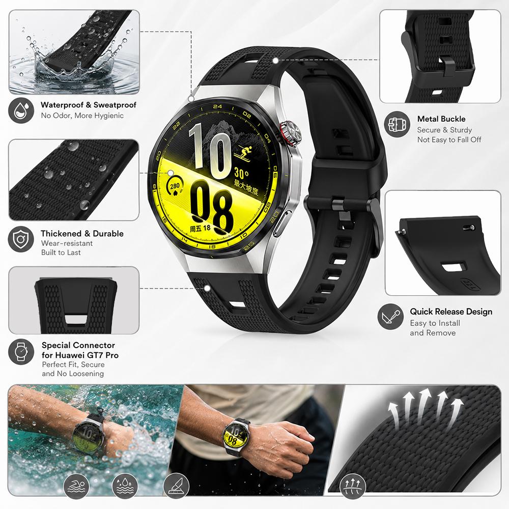 Durable Sports Band for Huawei Watch GT 7 Pro GT 6 Pro Waterproof Silicone Strap Adjustable Wristband Gear for Replacement