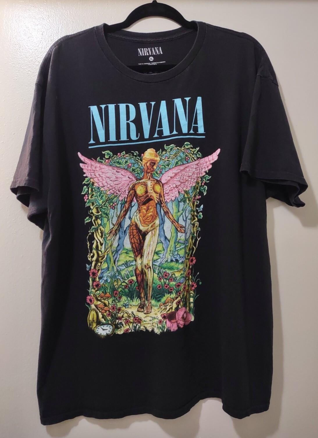 Nirvana In Utero Angel Band Black Short Sleeve XL Graphic Tee Spencer Gifts M