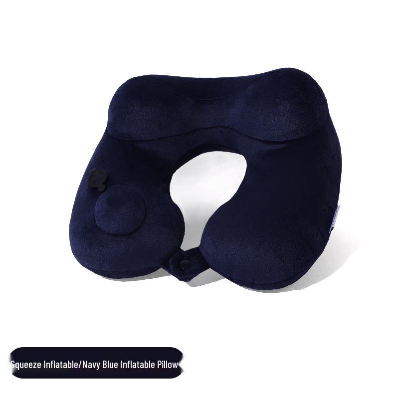Inflatable U-shaped Travel Neck Pillow - Portable, Ergonomic, Height-Adjustable, Storable Milk Silk Design