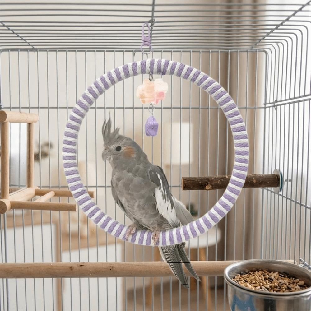 Wear-Resisting Bird Toy Swing Hanging Parrot Perch Multi-Function Parrot Swing Ring  Cockatiel