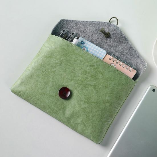 Dossier en Papier Tyvek avec Chemise Enveloppe Portfolio Imperméable avec Fermeture à Bouton Housse de Protection Portable pour Tablette IPad Documents