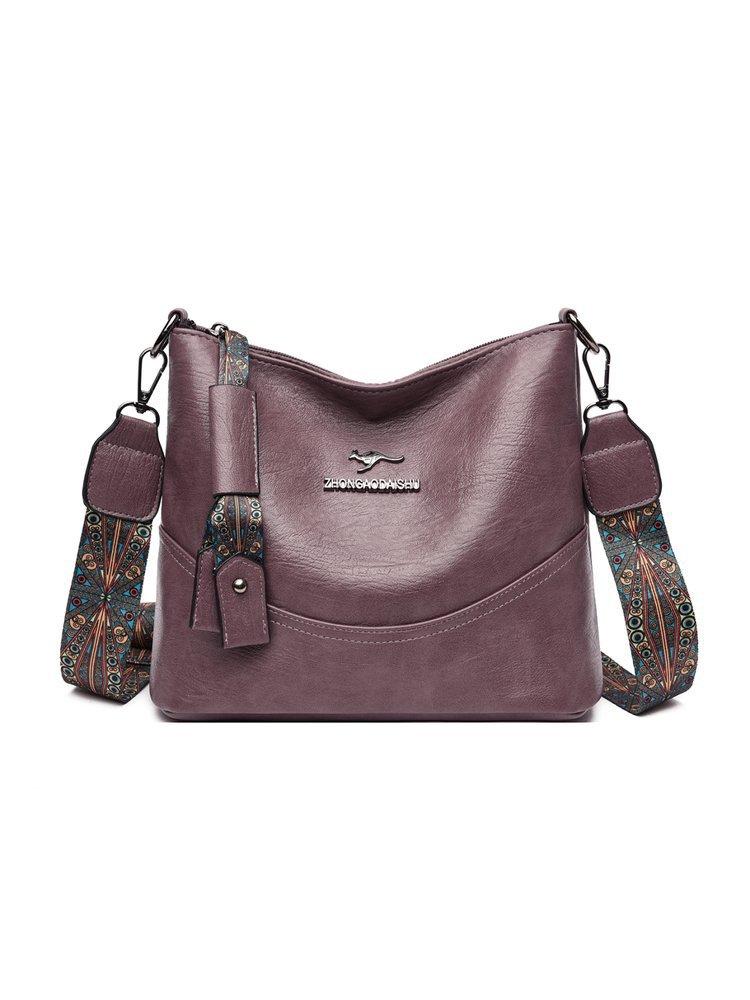 Retro Soft Leather Crossbody Bag Simple Bucket Bag Large-capacity Single-shoulder Bag