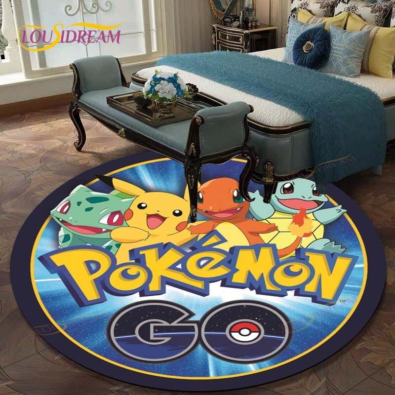 Kulatý koberec do obývacího pokoje Koberce Ložnice Děti Koberec s Pikachuem Koupelnová předložka Kreslený potisk Pokemonů Podložka na podlahu Koberec do dětského pokoje