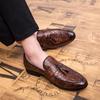 Fashion Spring Men's Tassel Leather Shoes Men's Loafers Red Men's Business Dress Shoes Outdoor Flatsole Casual Shoes Large Size : 38-47