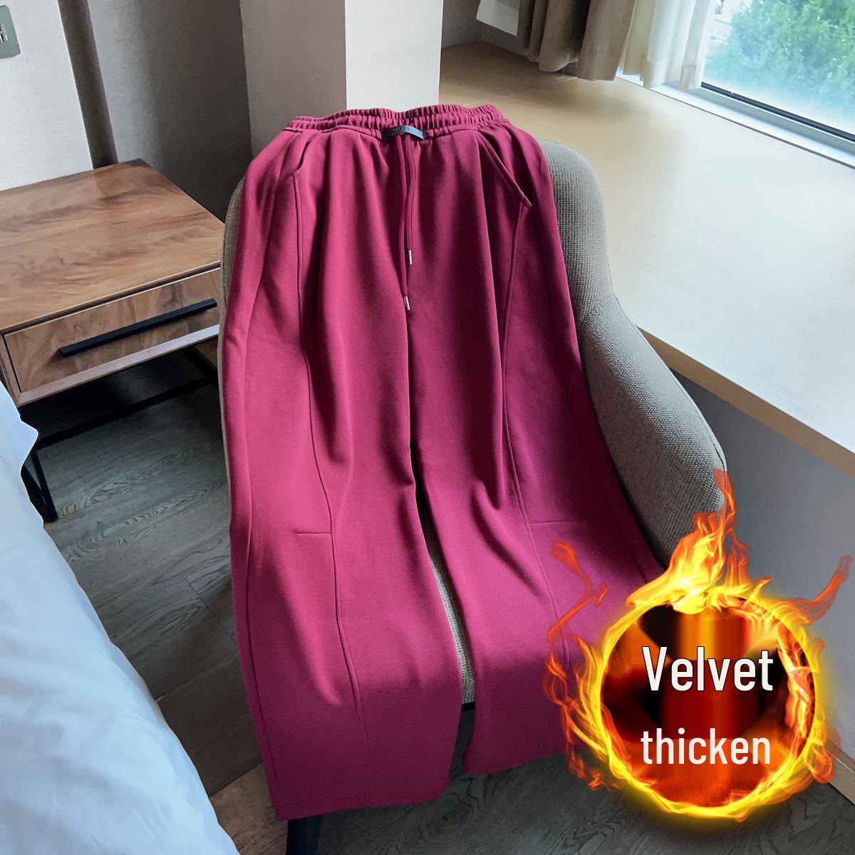 

Женские спортивные брюки с широкими штанинами и высокой посадкой на флисовой подкладке: Похудение, Свободный крой, Повседневные спортивные штаны на осень/зиму. Large (55-63 kg)