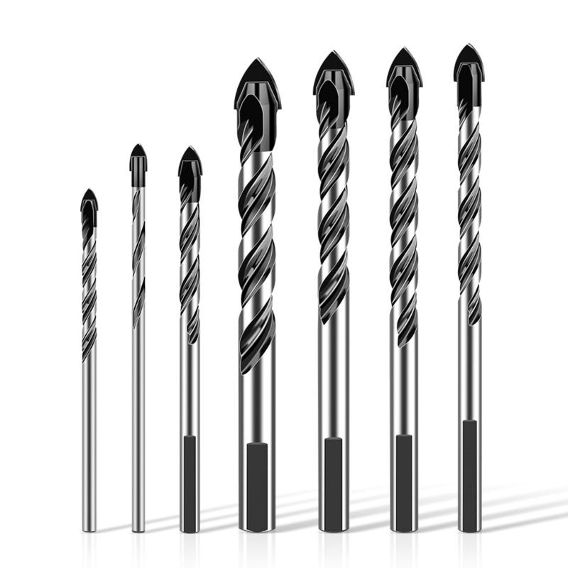 Drill Bit Set for Tile Wood Glass Concrete Brick Plastic Includes Sizes 3-12mm with Carbide Tips for Efficient Drilling