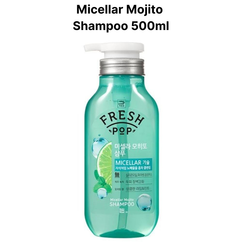 

[Мизансцена] Шампунь Fresh Pop 500 мл и кондиционер 500 мл (3 Типы: Мицеллярный шампунь «Мохито», шампунь против перхоти, кондиционер для свежести кожи головы) Micellar Mojito Shampoo
