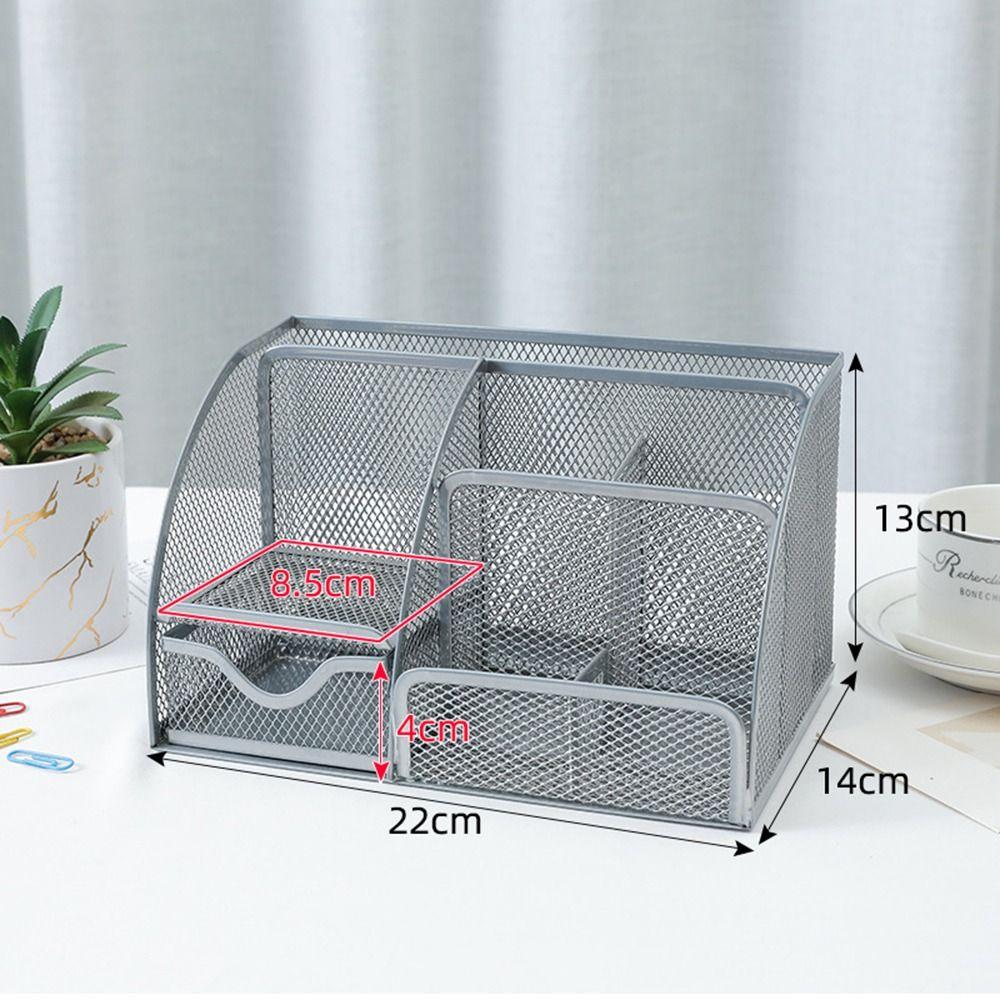 Multi-functional Desk Organizer Metal Mesh Desktop Office Organizer Sundries Storage Box  Pencil