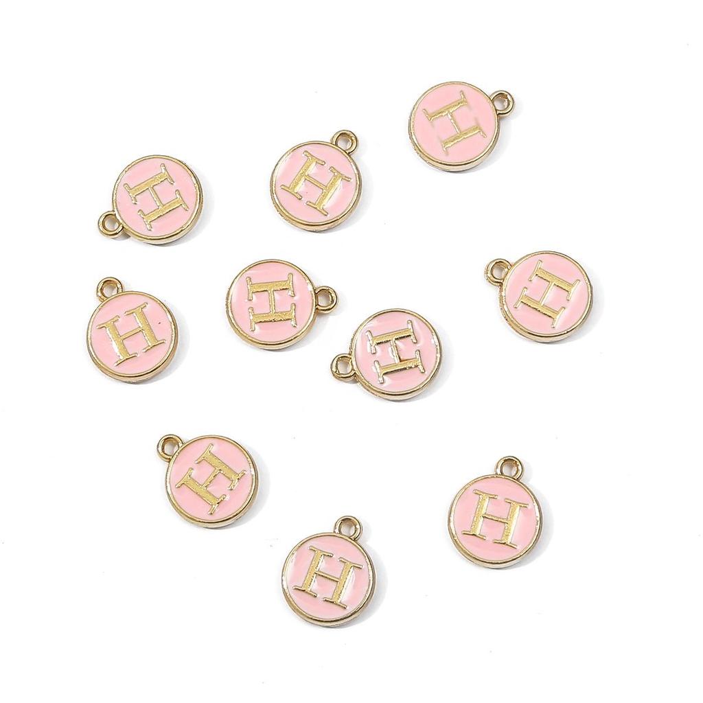 10Pcs 12x2.5mm Alphabet Double Face Charms Pendant Beads for Jewelry DIY Findings