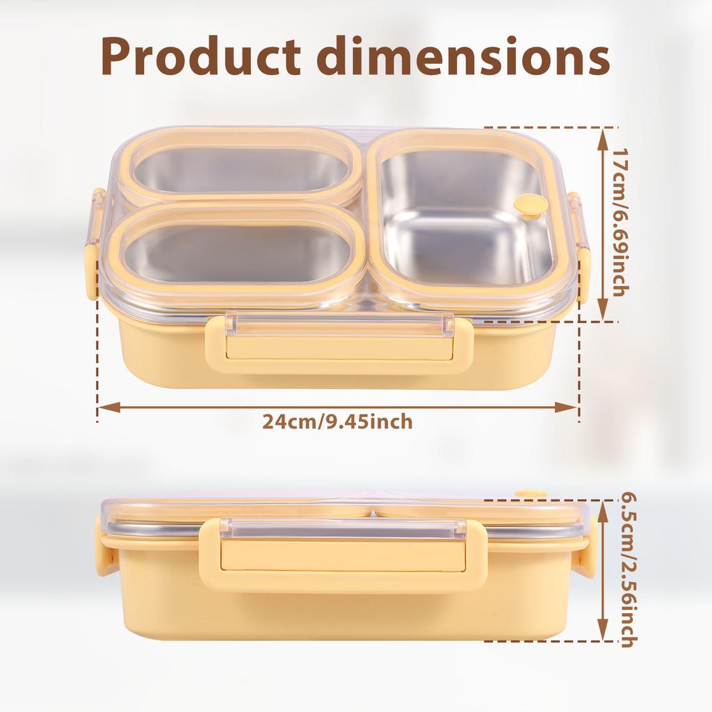 Bento Lunch Box Metal Food Box Kid Student High Capacity Microwae Food Storage Containers Portable Leakproof Office School Camp