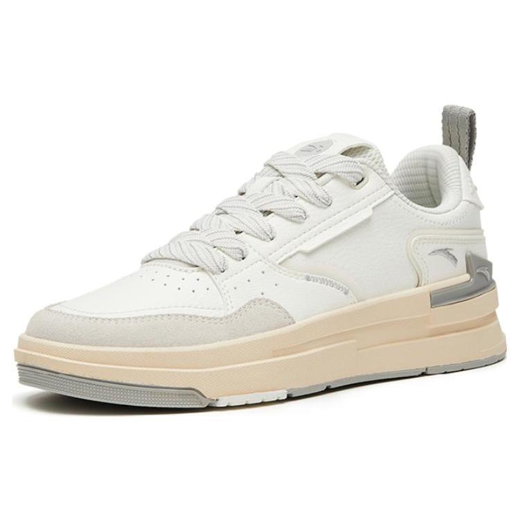 Anta Bump Leather Slip Resistant Abrasion Resistant Low Top Skateboard Shoes Women's White 922328076-1