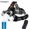 D2 Rechargeable Headlamps Wearable LED Headlight Flashlight Adult Waterproof Outdoor LED Camping Headlamp Head Flashlight Hiking