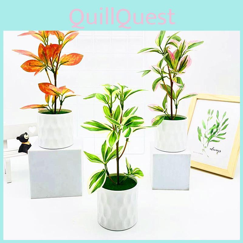 Multi Simulated Color Leaves Potted Artificial Plant Ornament Decoration