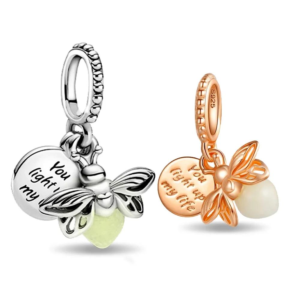 Charm Bead Charms Copper Authentic Sparkling Luminous Firefly Pendant Compatible With Womens Bracelets Necklaces Diy Bead Making Jewellery Gift