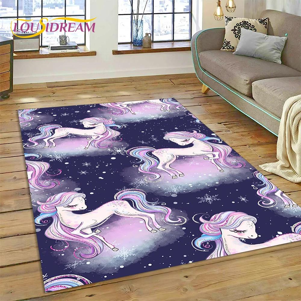 3D Cartoon Cute Unicorn Animal Carpet Rug for Home Living Room Bedroom Sofa Doormat Decor,Child Play Area Rug Non-slip Floor Mat