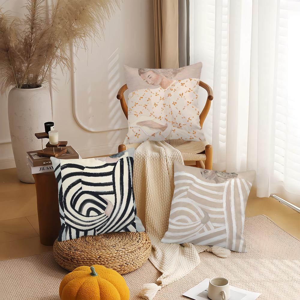 Line Art S-sofia Lind Pillow Case Applicable Space For Guest Rooms Interiors Cars Office House Decoration