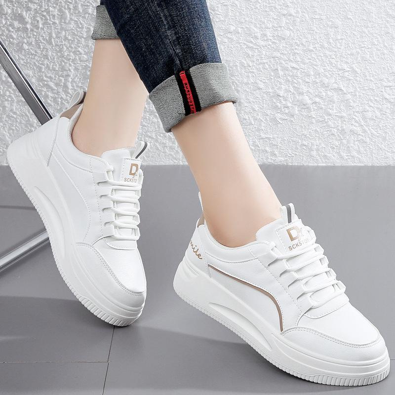 Women's 2024 Spring Thick-Soled White Fashion Sneakers