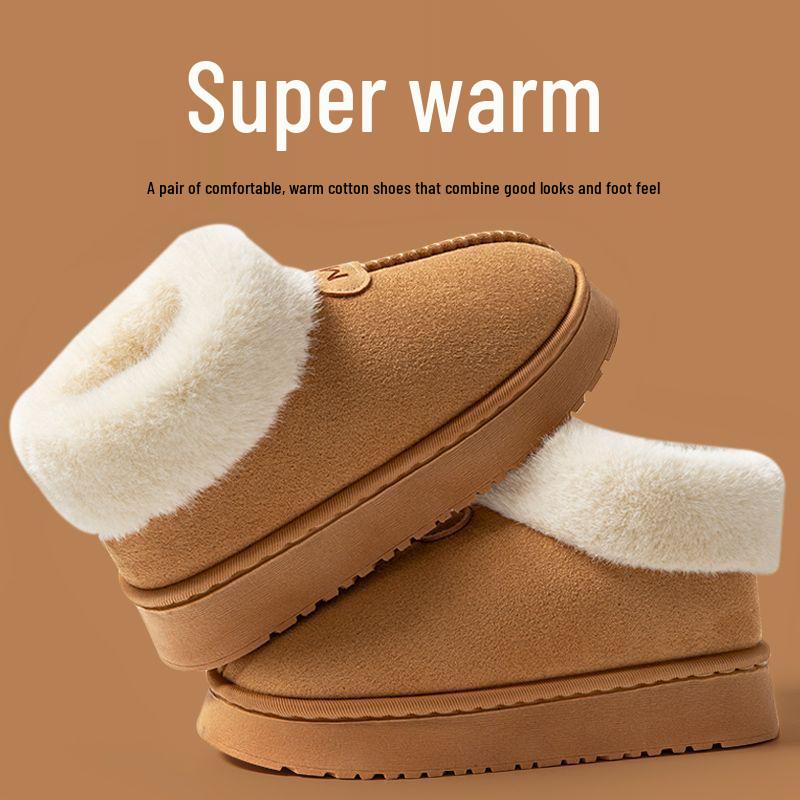 High-Top Plush-Lined Cotton Slippers with Heel Support, Suitable for Outdoors, Snow Boots for Kids & Adults, Cozy Home and Office Wear