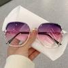 Rhinestone Decor Rimless Fashion Sunglasses For Women Men Casual Gradient Glasses For Summer Beach Party UV400