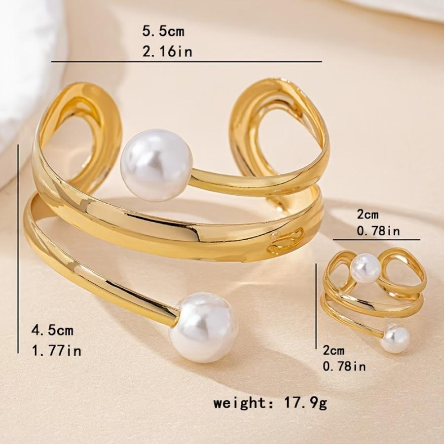 [Vintage-style Jewelry Set] New Minimalist Jewelry Set | Vintage-style Hand Accessories, Irregular Lines, Open Bangle and Ring, Instagram Aesthetic