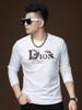 European High-End Long-Sleeved T-Shirt Men's Trendy Brand Printed 2025 Autumn and Winter New Round-Neck Base Shirt with Fleece Lining
