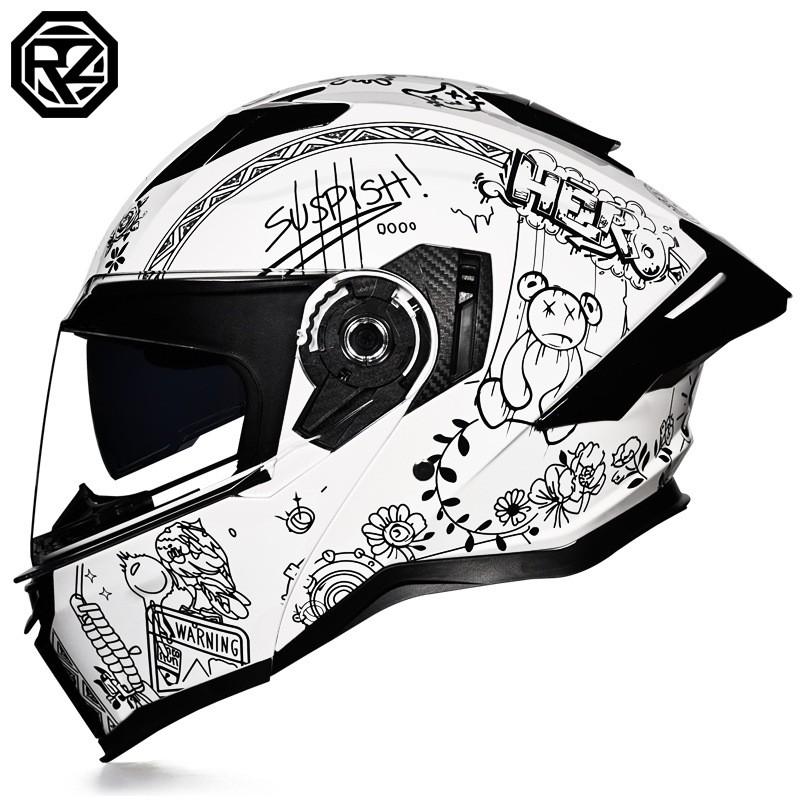 DOT ECE Certified Full Face Motorcycle Helmet Men Women ABS Shell Flip-Up Visor All-Season Use